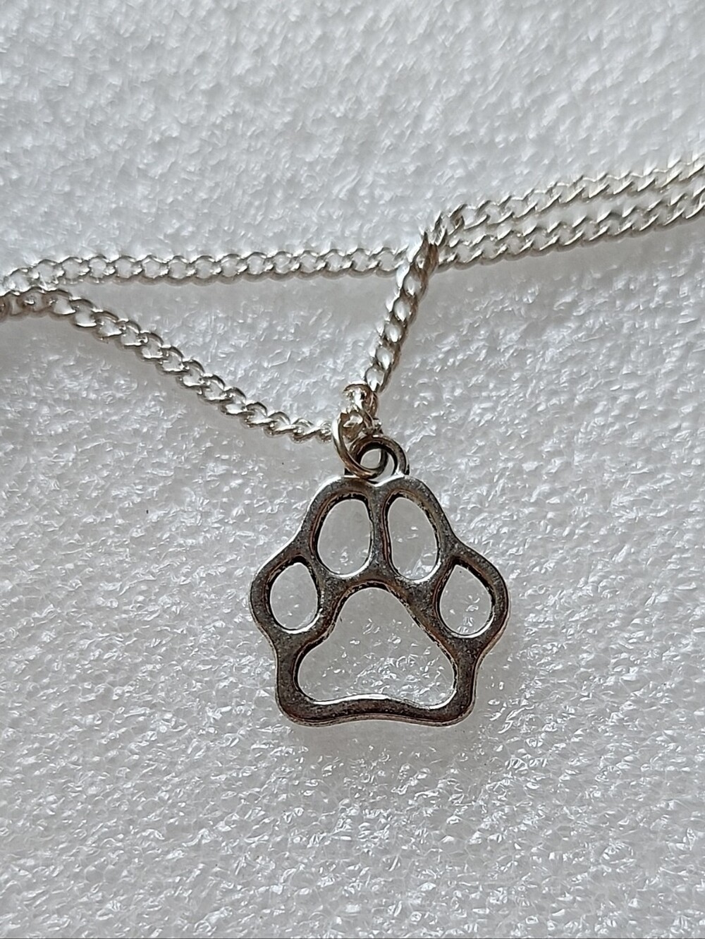 Hand Crafted Silver Paw Print Necklace